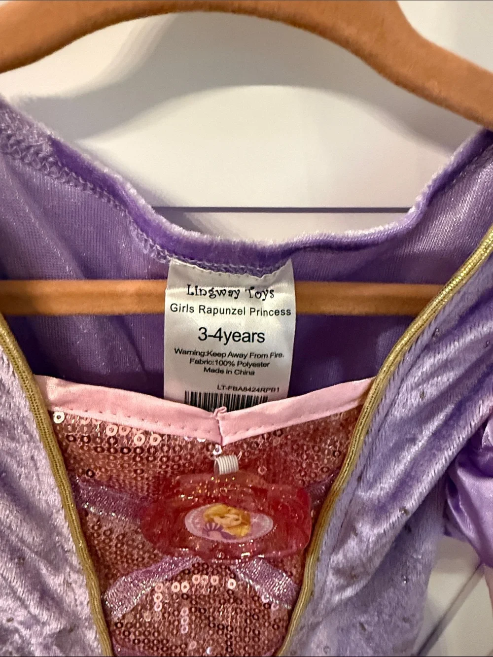 Purple Rapunzel Princess Kids Costume Dress with Pink Accents size 3-4 years
